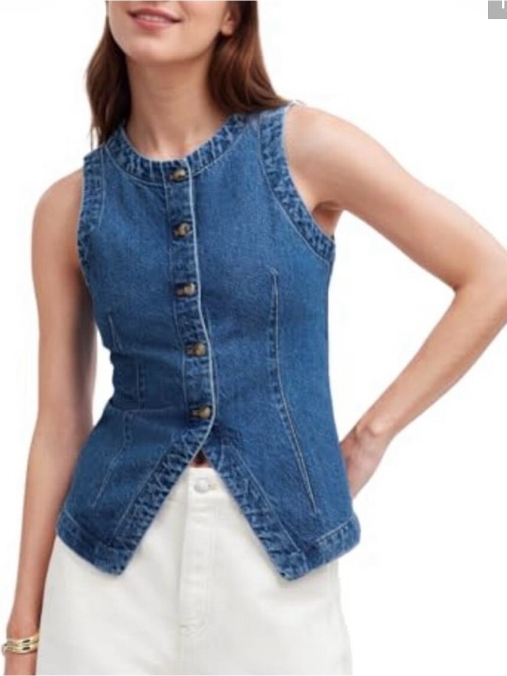 Denim Button-Front Vest